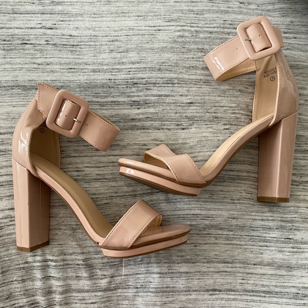 Nude- beige heels with ankle straps